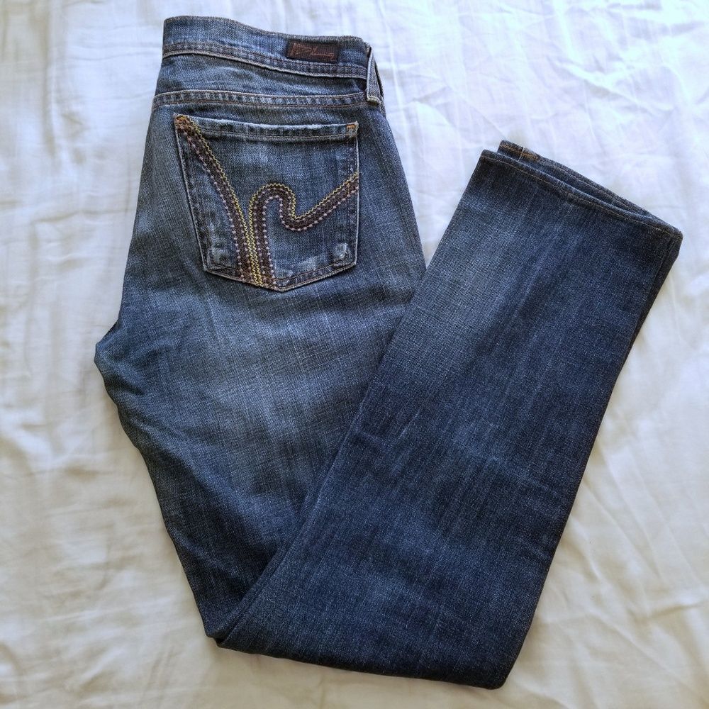 Citizens of Humanity blue destroyed straight jeans, women’s size 26, y2k style